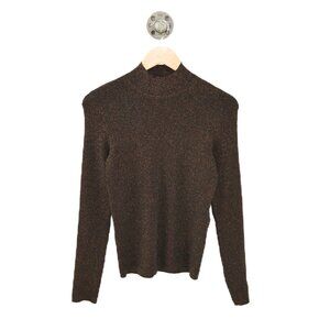 Maje metallic knit ribbed turtleneck sweater #217-122